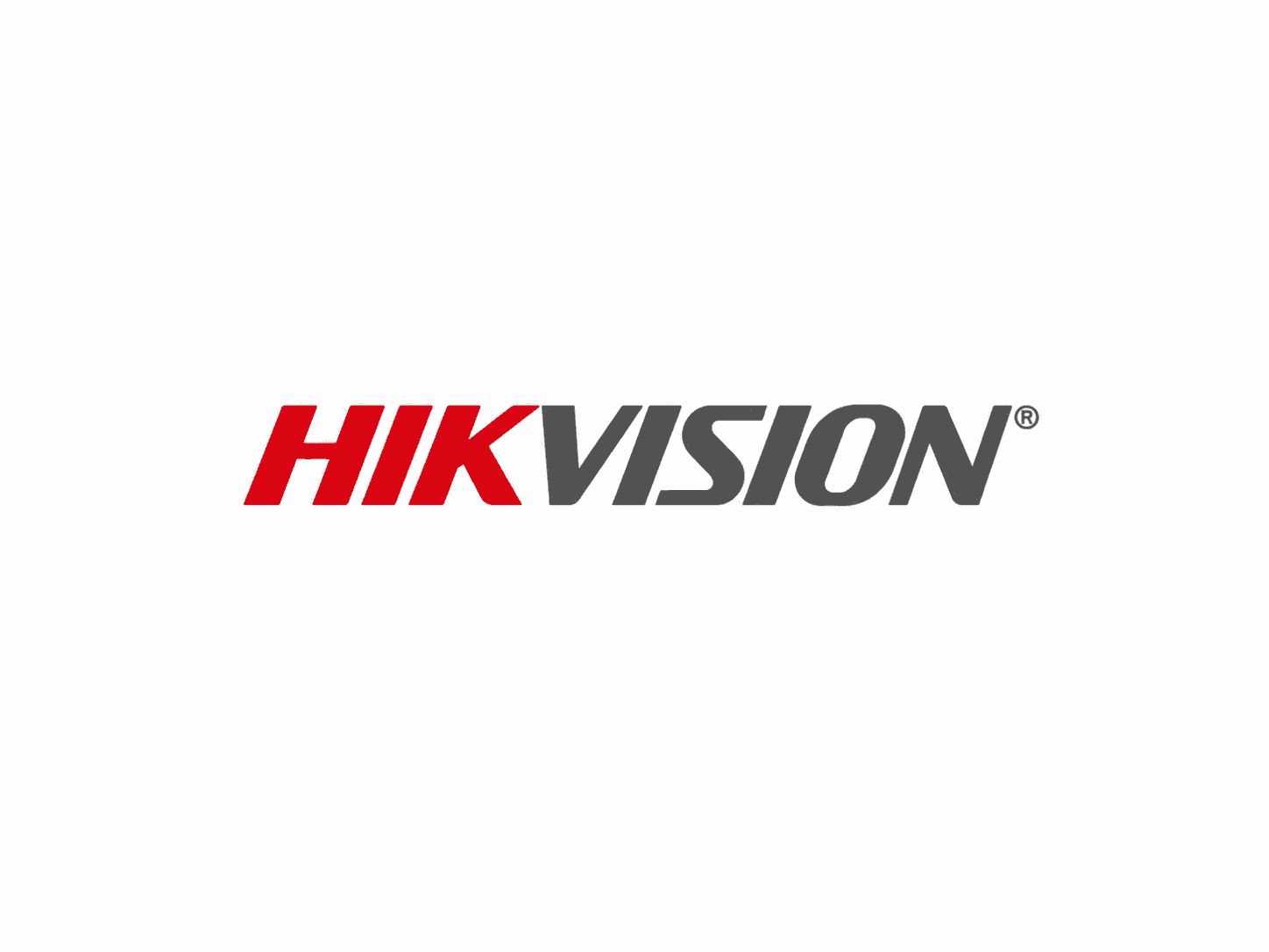 Hikvision logo featuring bold, italicized text with "HIK" in red and "VISION" in dark gray.