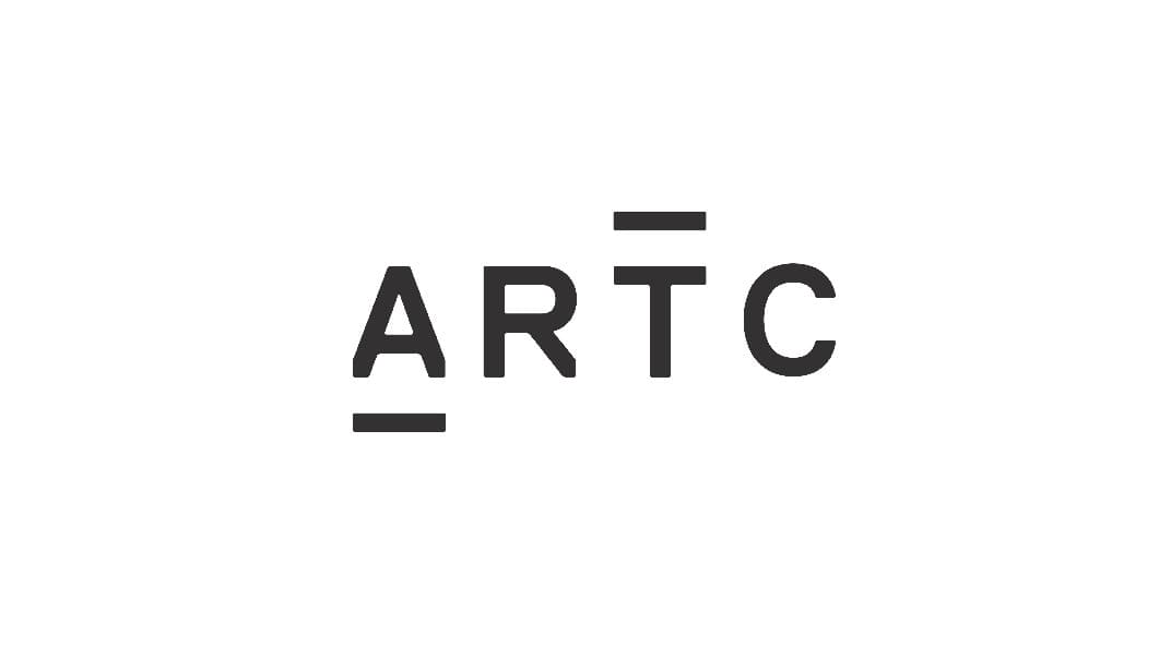 Stylized black ARTC text with bars under the A and above the T.